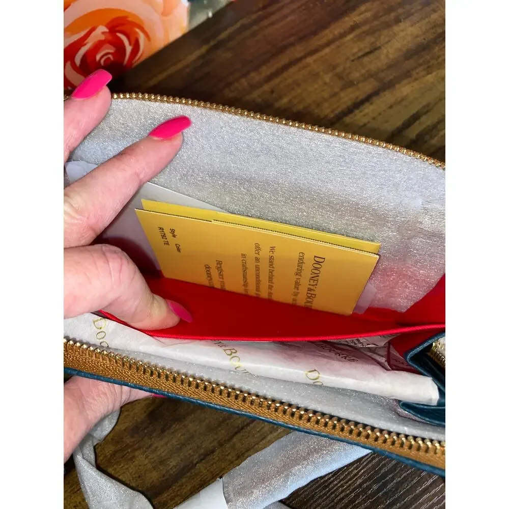 Dooney & Bourke Teal Pebble Leather Zip Around Crossbody Wallet NWT - Picture 6 of 12